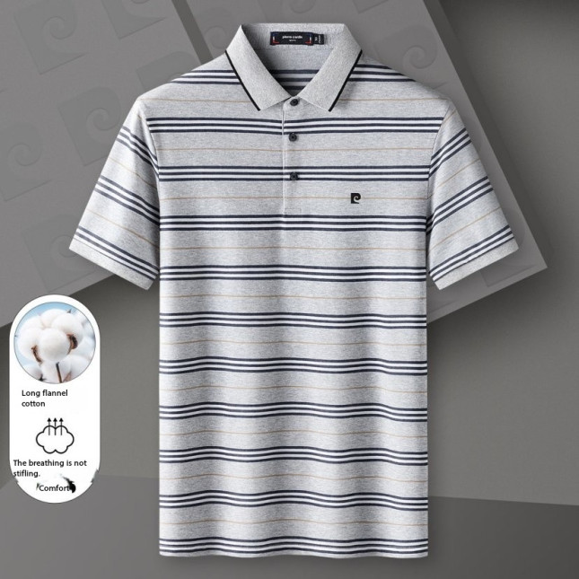 Pierre Cardin Men's Grey & Blue Striped Polo P61113013J93